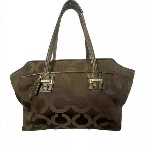 Coach Taylor Op Art Alexis Tote Bag. Monogrammed. Black. F25501 - Picture 1 of 8